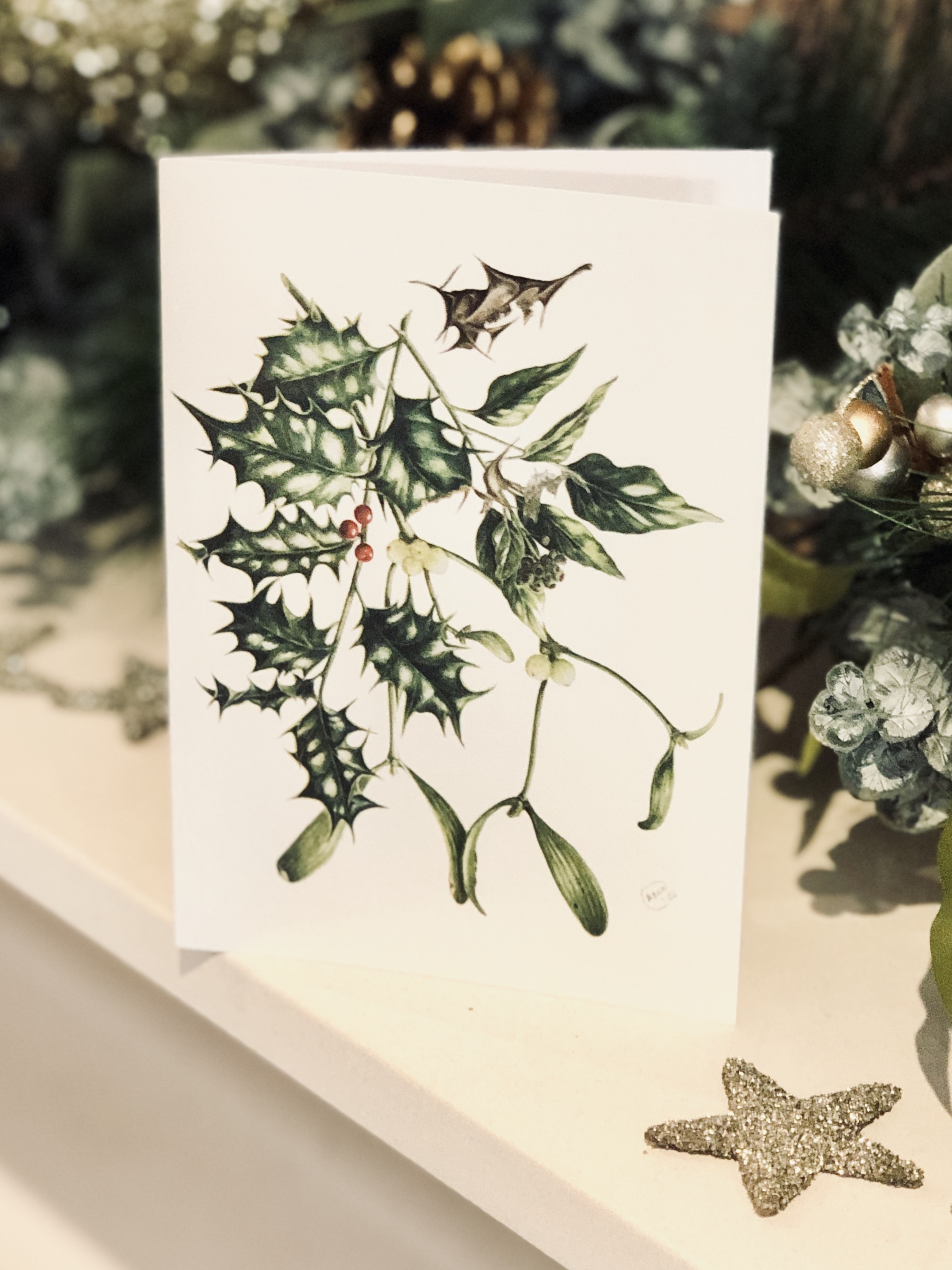 HHG Holly & Mistletoe xmas card